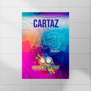 Cartaz A3 Couchê 120G 42x30 4x0 cores Fosco Corte Reto 